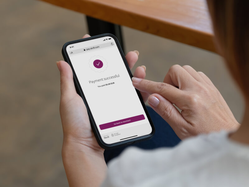 phone showing a successful payment