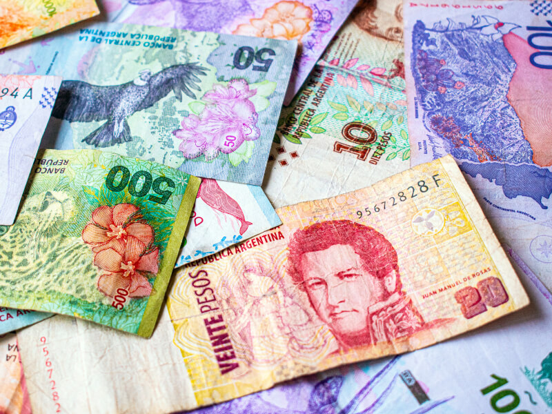 background filled with latin american bancnotes