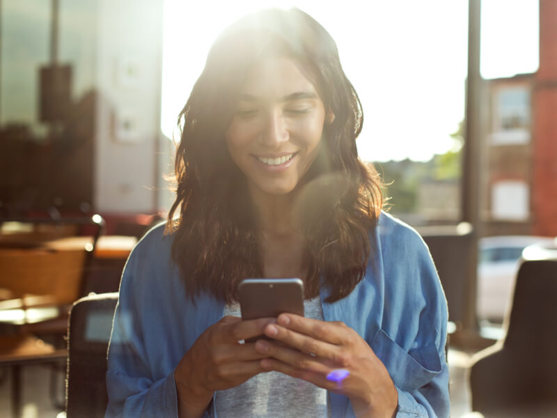 Woman looking at her phone