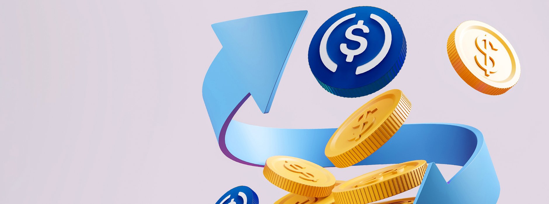 blue arrow and gold coins