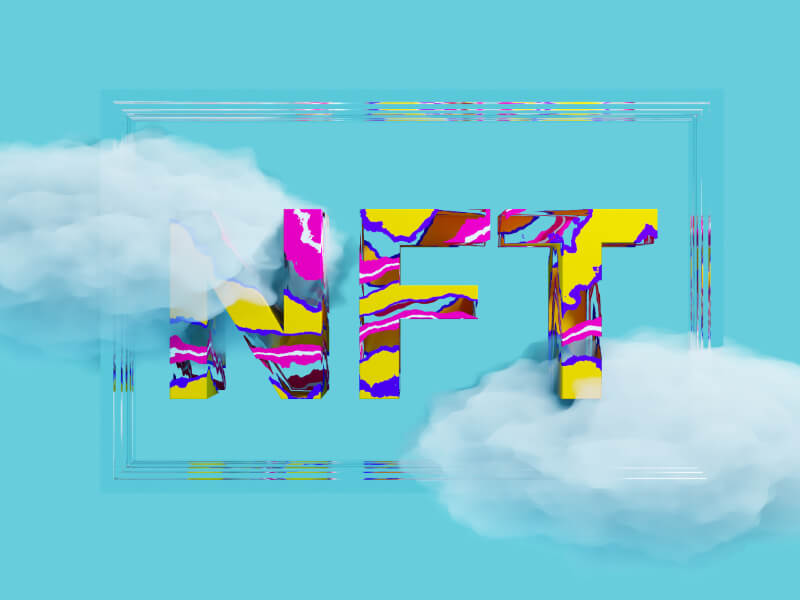 picture of the words NFT placed on a blue background