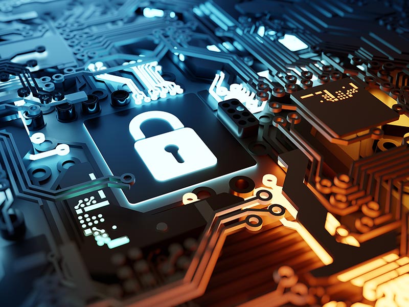 Security lock dark background tech