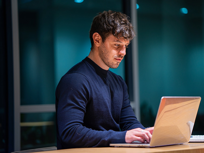 Man working on a laptop
