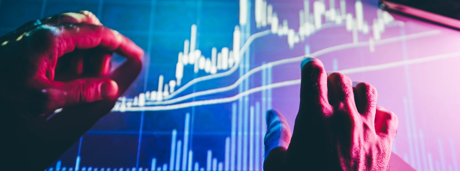 Hands and crypto chart