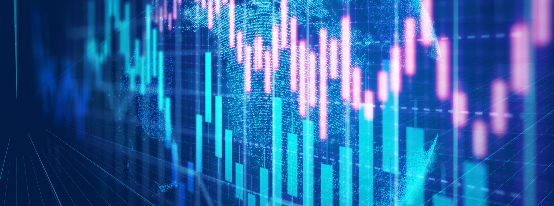 crypto chart with green and red bar charts