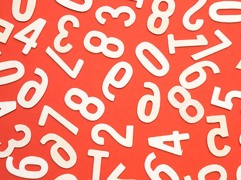 numbers on a red background