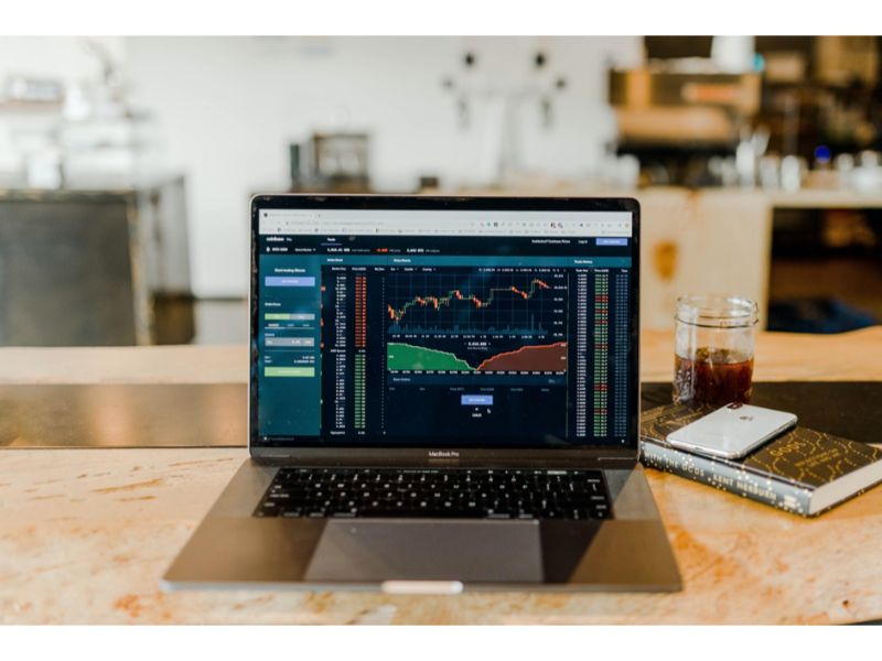 laptop with trading screen
