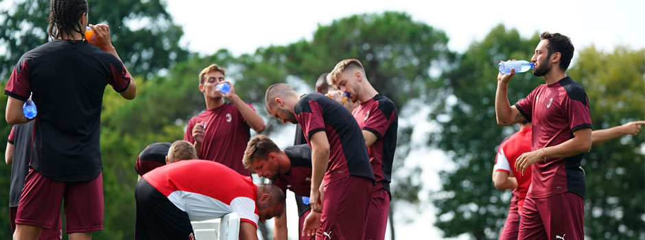 soccer team on a break during training