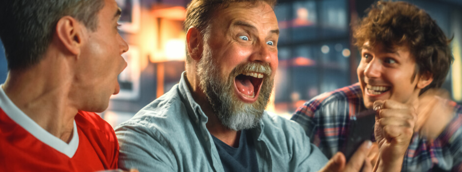 three people laughing