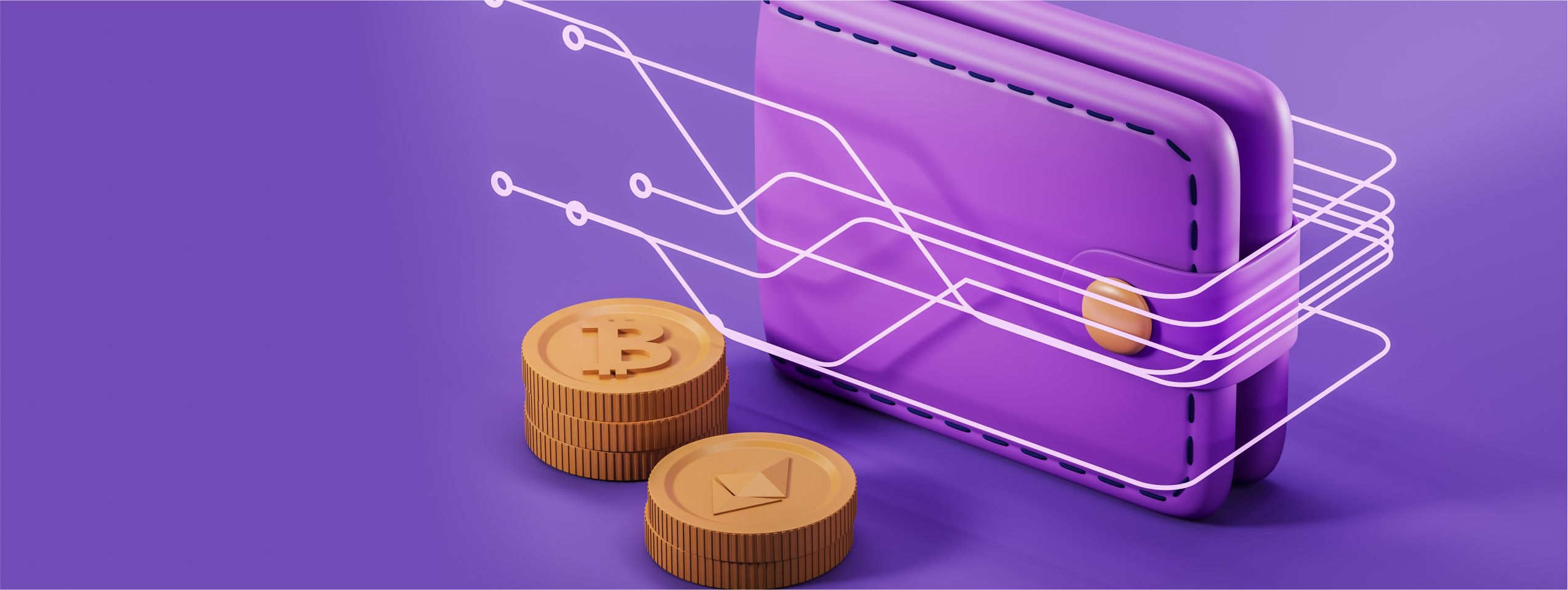 purple wallet and coins
