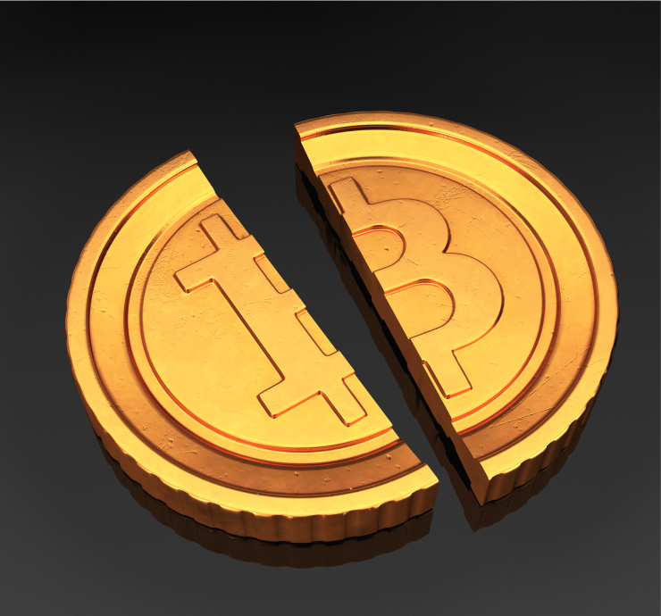 golden coin split in half