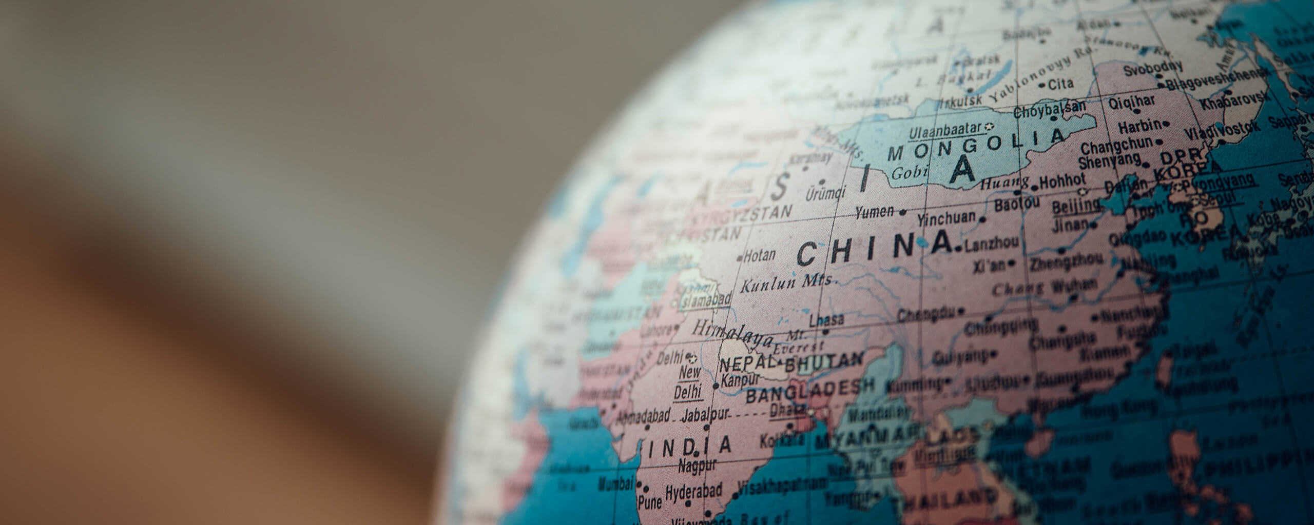 World globe showing China
