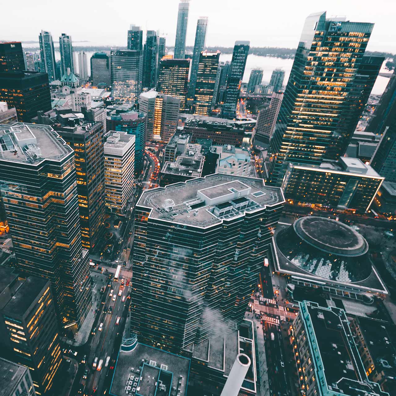 skyline with skyscrapers