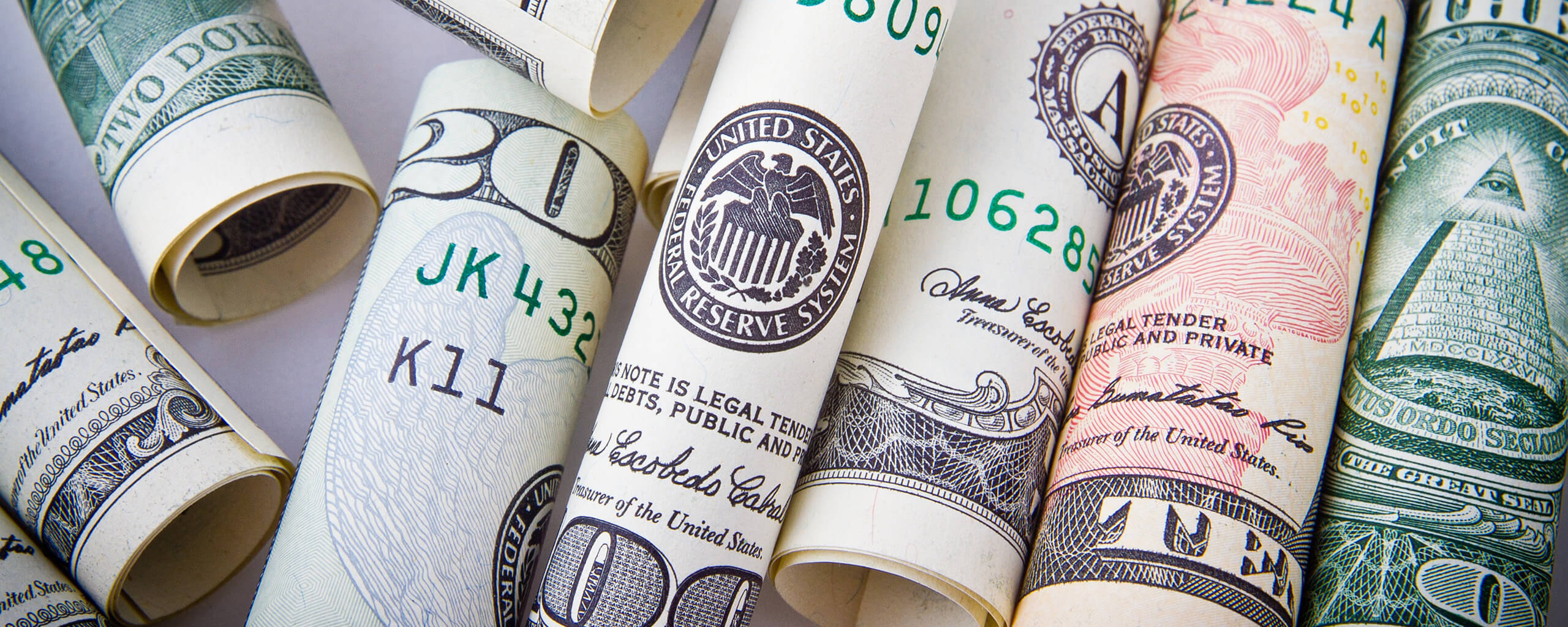 rolled banknotes