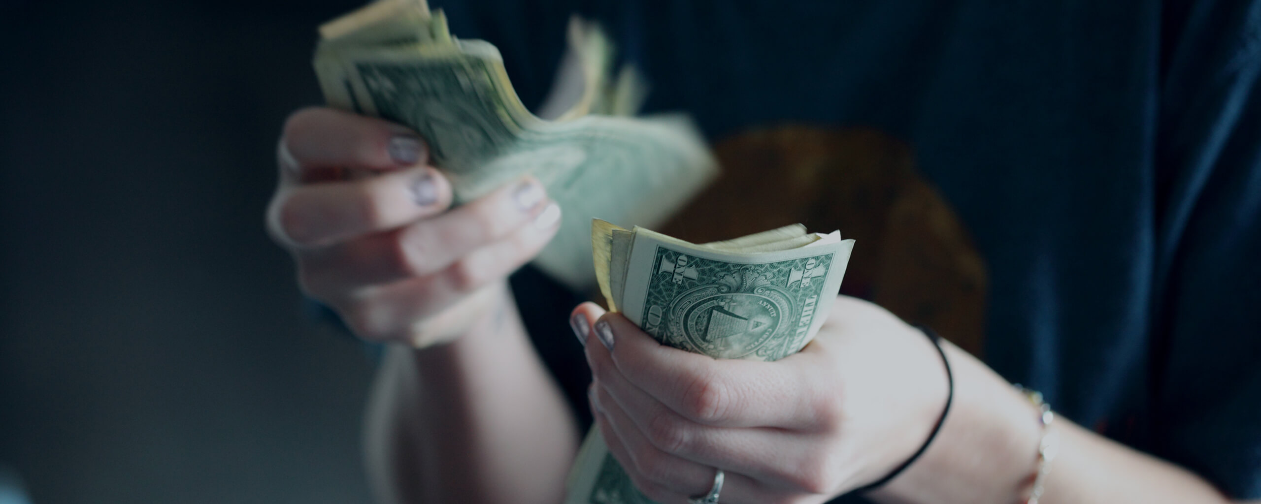 woman counting money