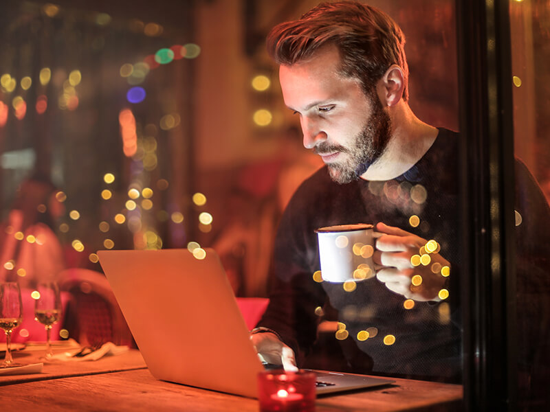 man working during the night