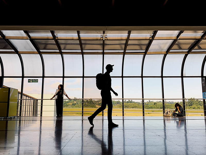 walking through the airport