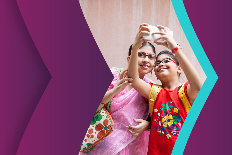 Mother and son taking a selfie