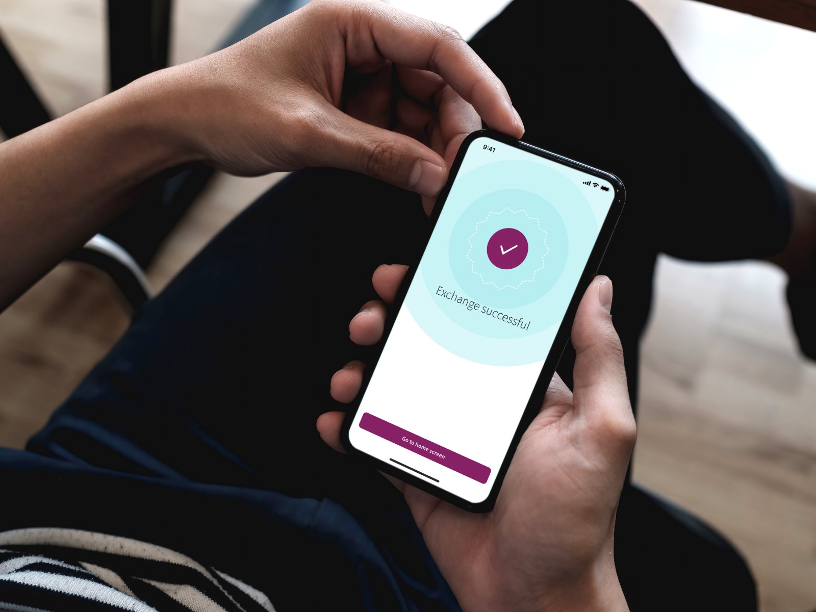app showing successful exchange