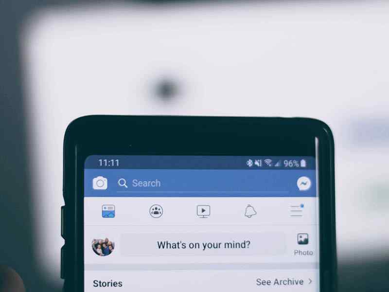 Facebook app screen