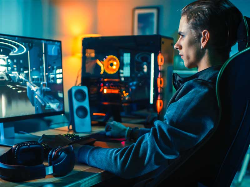 a guy gaming