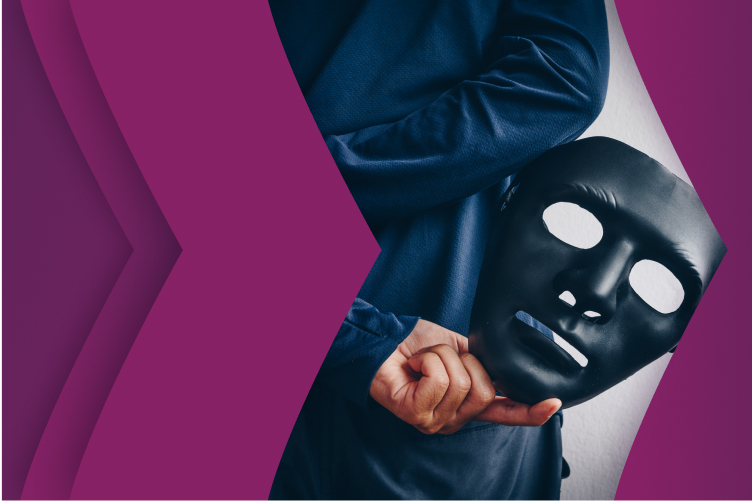 black mask with magenta background