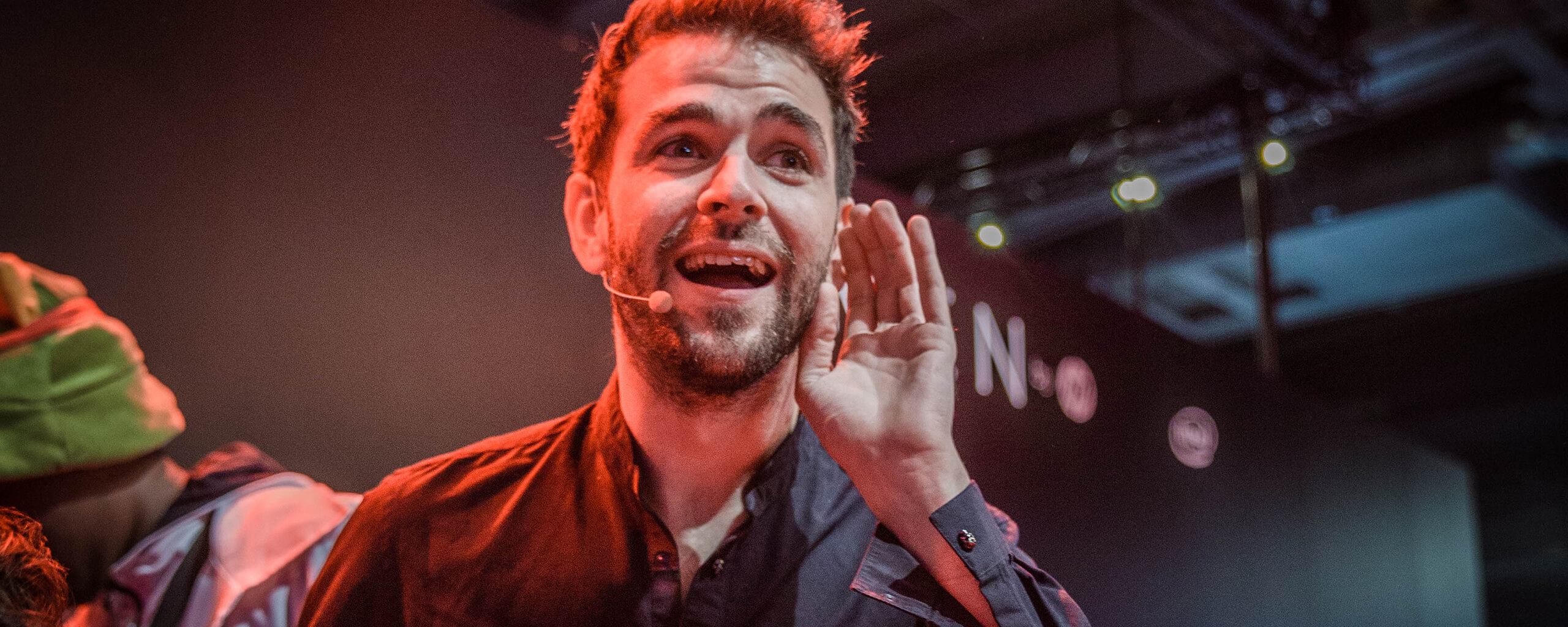 man hosting a game