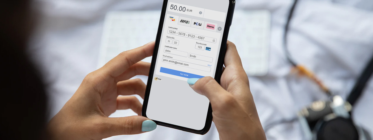 Skrill payment gateway on online shop, open on a phone, payment processing for online business owners 