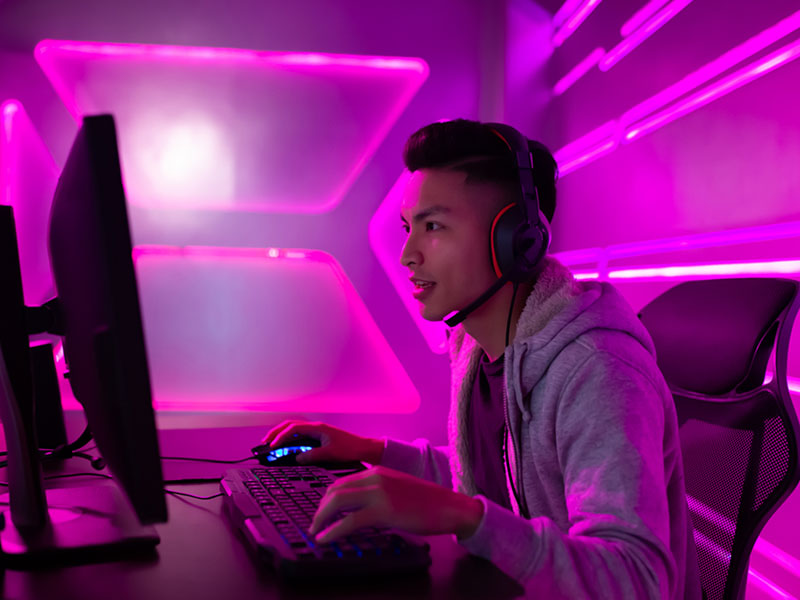 a person playing online game
