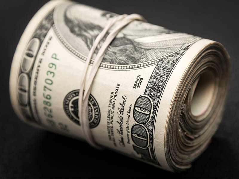 a roll of dollar bills