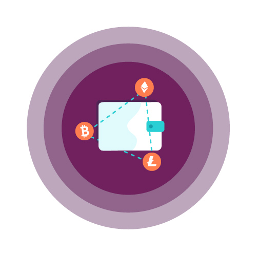 wallet icon with crypto currencies
