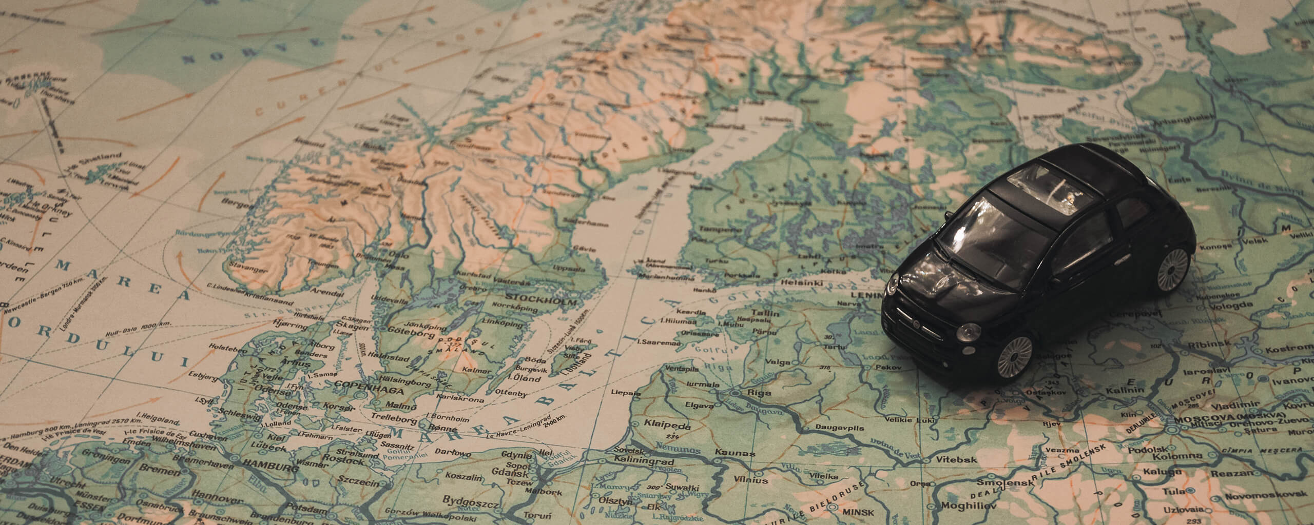 toy car on a map