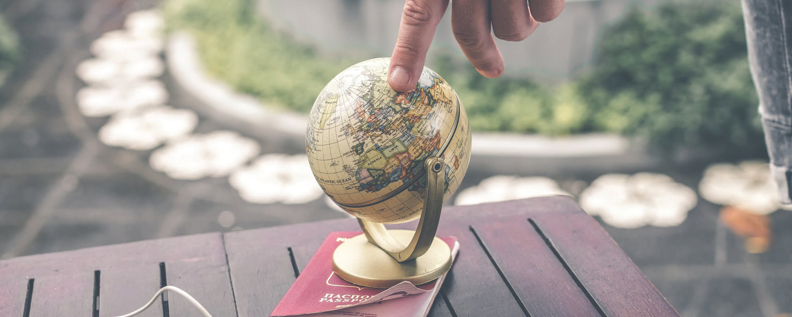 small globe on a table