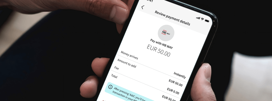 phone showing MB Way payment method