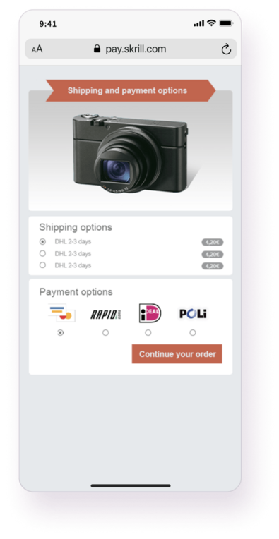 Quick checkout step select payment option
