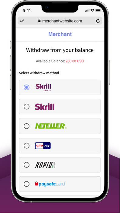 Skrill app on phone
