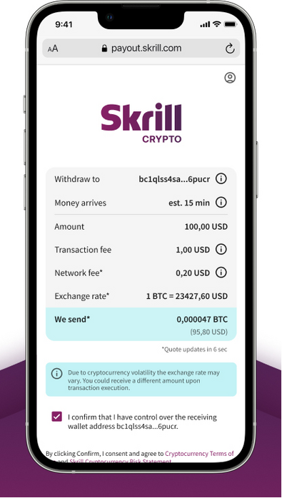 Skrill app on phone
