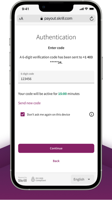 Skrill app on phone