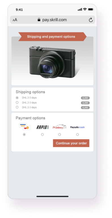 Quick checkout step select payment option