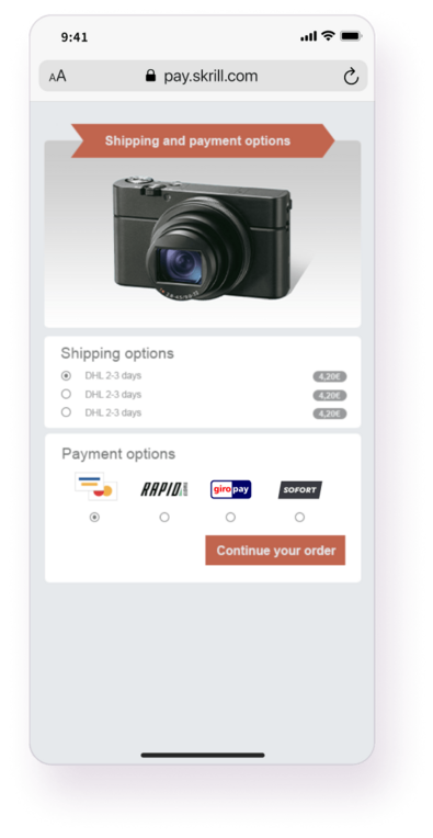 Quick checkout step select payment option