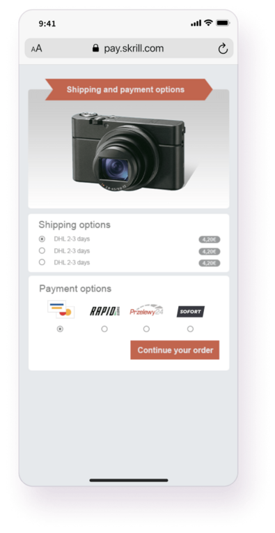 Quick checkout step select payment option