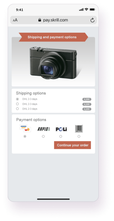 Quick checkout step select payment option