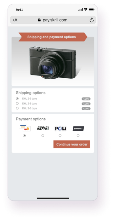 Quick checkout step select payment option