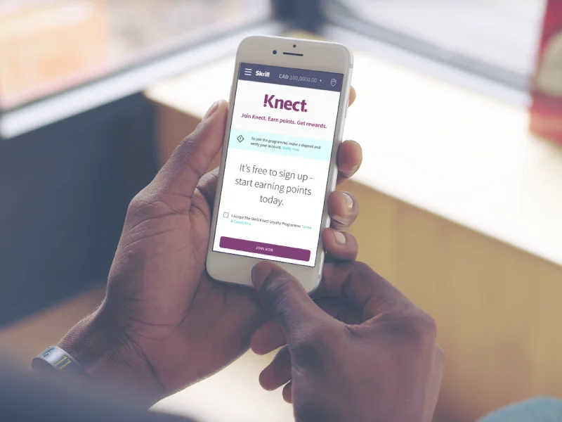 person joining Knect in the Skrill app